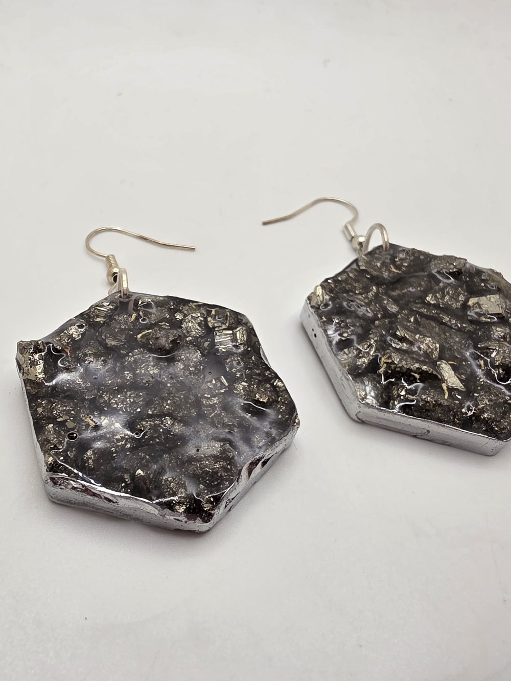 Pyrite and Silver Earrings